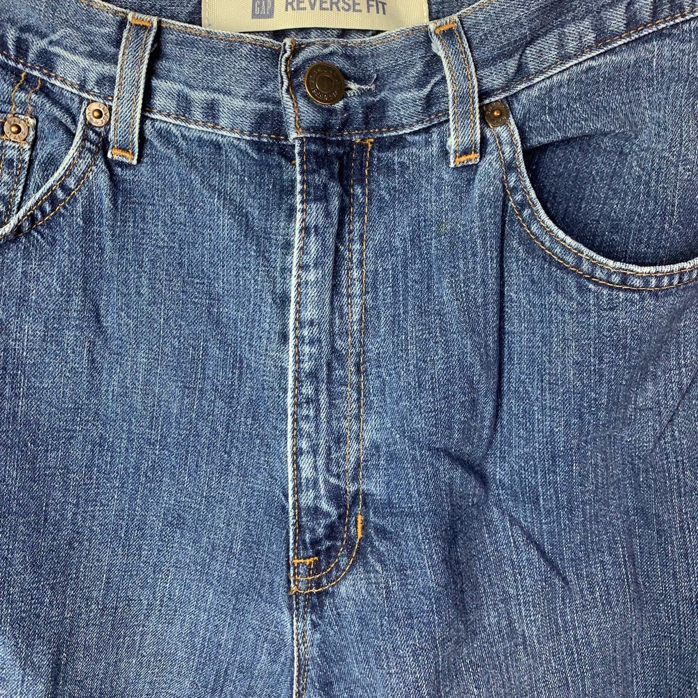 Gap Vintage 90's Reverse Fit 100% Cotton Blue Denim Jeans — Women's Size 12 Long - Picture 6 of 7